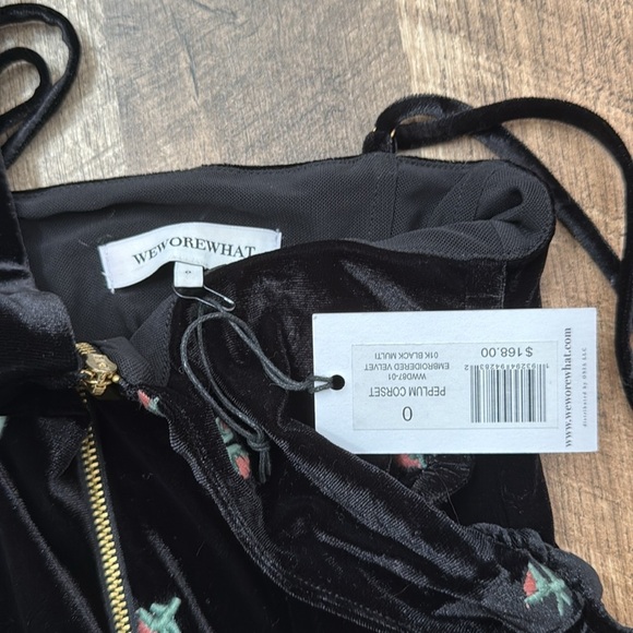 WeWoreWhat Embroider Velvet Peplum Corset Ruched Skirt Set NWT 0 XS - Picture 11 of 11